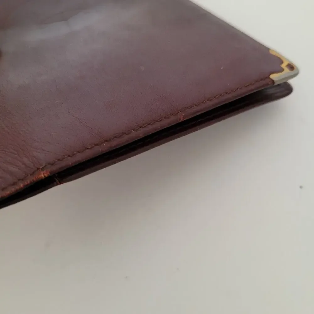 Cartier Vintage Bifold Leather Bordeaux Red Wallet Large Credit Card Burgundy